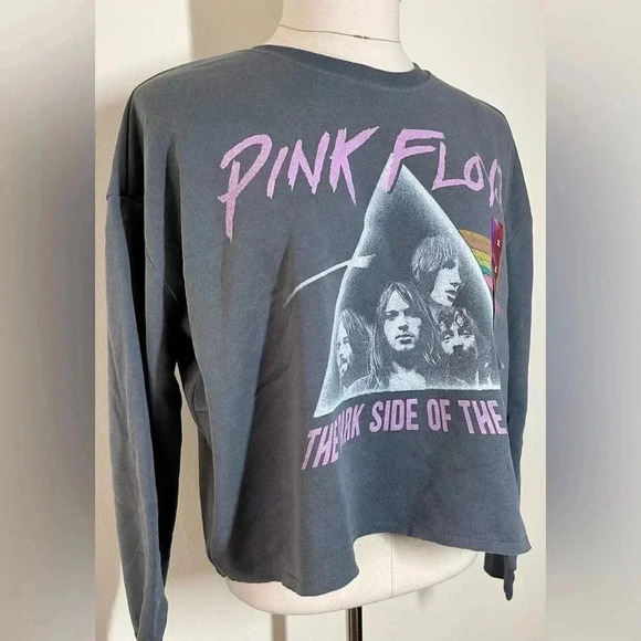 Pink Floyd | Crop Sweatshirt | Grey with Cotton Fleece Interior | Women’s XL - Picture 2 of 5
